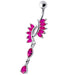 SS Belly Ring with Silver Dangling jeweled crown - Monster Piercing