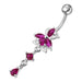 Fancy Flower Dangling Jeweled Navel Ring - Monster Piercing