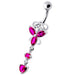 Dangling Jeweled Butterfly Curved Bar Belly Ring - Monster Piercing