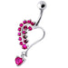 Silver Dangling Heart Jeweled Belly Ring - Monster Piercing