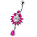 Silver Fancy Dangling  Studded Jeweled Belly Ring - Monster Piercing