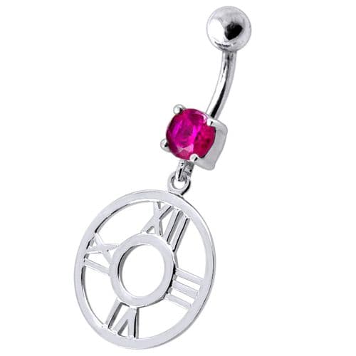 Fancy Clock Shapped Dangling jeweled Belly Ring - Monster Piercing