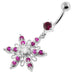 Fancy Flower shapped Dangling jeweled Belly Ring - Monster Piercing