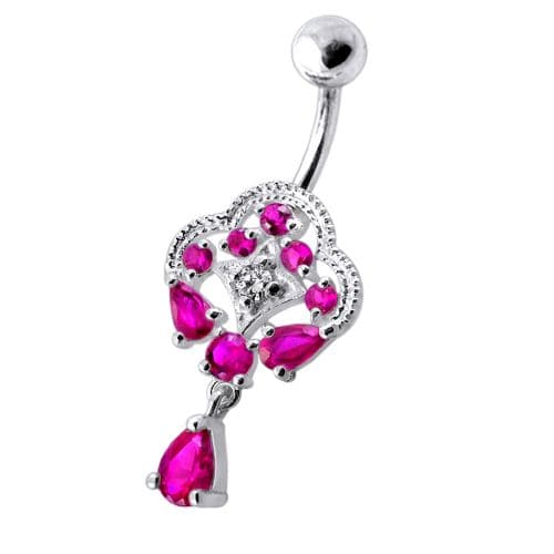 Fancy Royal Dangling Multi Jeweled Navel Ring - Monster Piercing