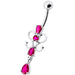 14G Fancy Dangling Green Stone Belly Ring - Monster Piercing