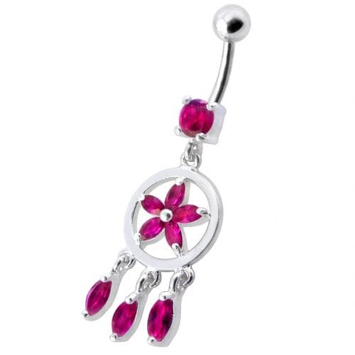 Fancy Dangling SS Belly Ring - Monster Piercing