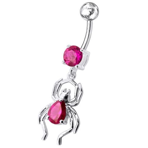 Fancy Jeweled Spider Dangling Belly Ring - Monster Piercing