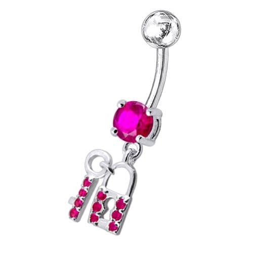 Fancy Jewelled "Lock & Key" Dangling Belly Ring - Monster Piercing