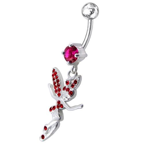 Jeweled Flying Angel Dangling Belly Ring - Monster Piercing