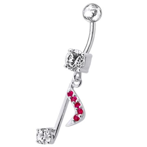 Fancy Jeweled Silver Dangling Navel Belly Ring Body Jewelry - Monster Piercing