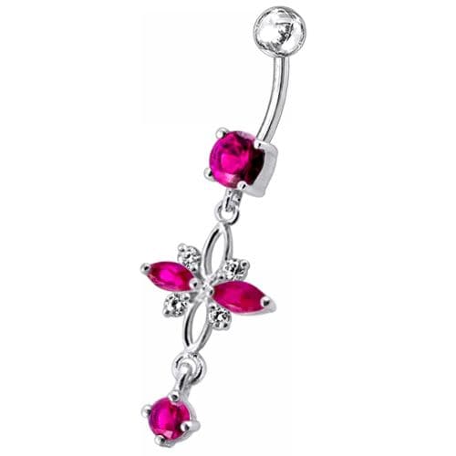 Fancy  Jeweled Dangling Navel Belly Button Ring - Monster Piercing