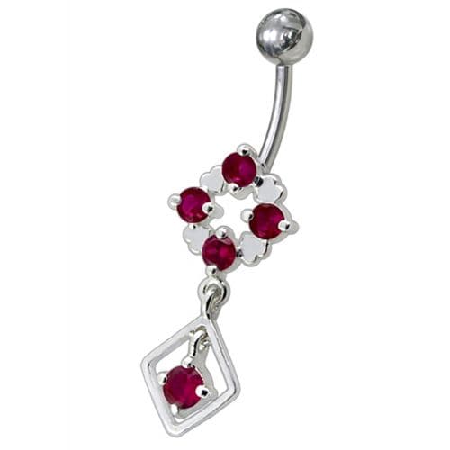 Silver Fancy Jeweled Dangling Belly Navel Ring Body Jewelry - Monster Piercing