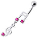 Fancy Jeweled Silver music Dangling Curved Bar Navel Ring - Monster Piercing