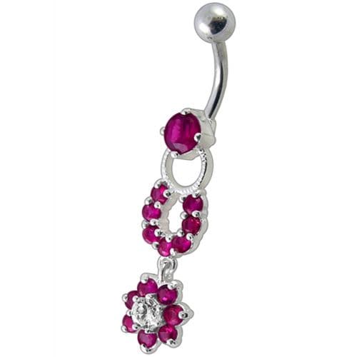 Fancy  Silver Star Round Shape Dangling Belly Ring - Monster Piercing