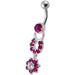 Fancy  Silver Star Round Shape Dangling Belly Ring - Monster Piercing