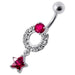 Fancy White Jeweled With Star Dangling Navel Belly Ring - Monster Piercing