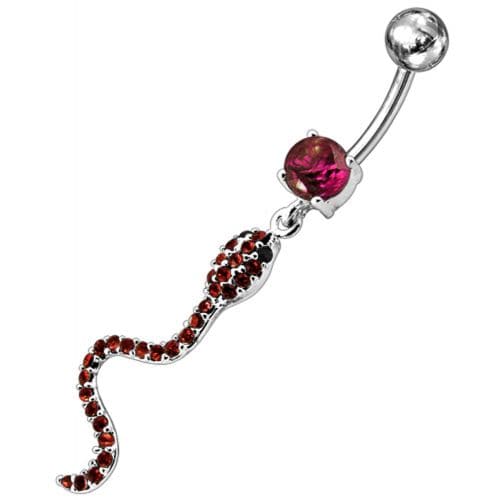 Jeweled Snake Dangling Belly Ring - Monster Piercing