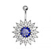 Jeweled Sunflower Silver Banana Bar Navel Ring - Monster Piercing