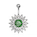 Jeweled Sunflower Silver Banana Bar Navel Ring - Monster Piercing