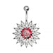 Jeweled Sunflower Silver Banana Bar Navel Ring - Monster Piercing