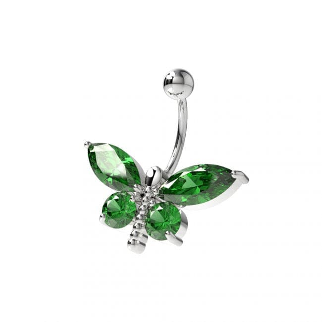 Dragonfly Silver Belly Ring - Monster Piercing