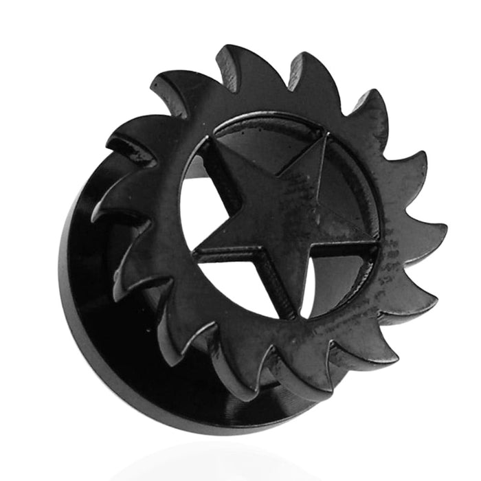 Black Star Saw Blade Screw Fit Flesh Tunnel