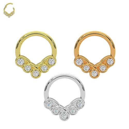 316L Surgical Steel CZ Jewelled Hinged Septum Clicker Ring - Monster Piercing