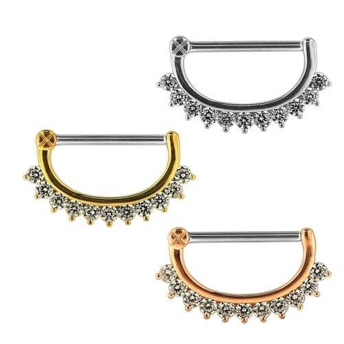 Jewelled Round Nipple Clicker Piercing Jewelry - Monster Piercing