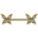 Butterfly Jewelled Nipple Piercing Jewelry - Monster Piercing