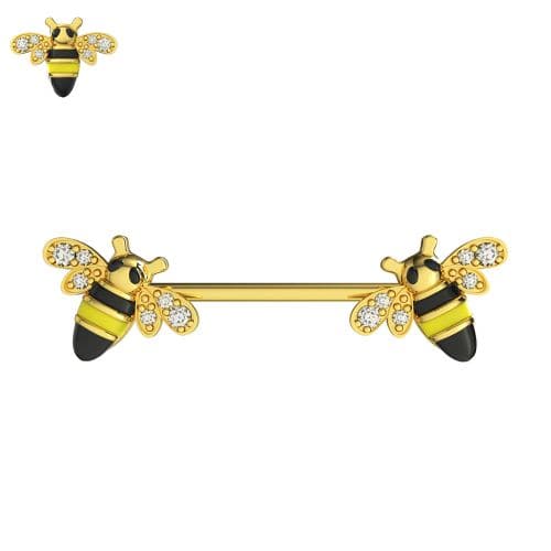 316L Surgical Steel Flying Honey Bee Nipple Bar - Monster Piercing