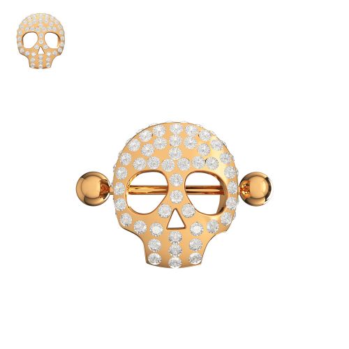 316L Surgical Steel Jewelled Skull Nipple Bar