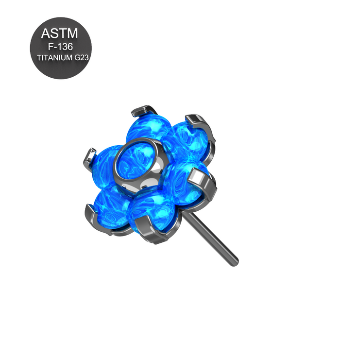 G23 Grade Titanium Opal Jewelled Flower Threadless Push-Fit