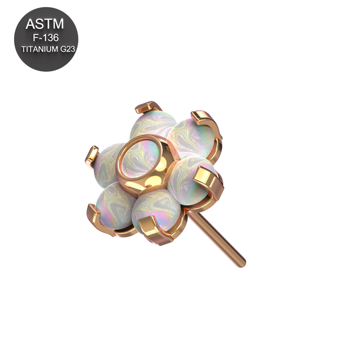 G23 Grade Titanium Opal Jewelled Flower Threadless Push-Fit