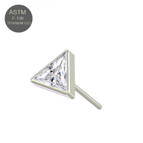 G23 Grade Titanium CZ Jewelled Triangle Threadless Push-fit Top