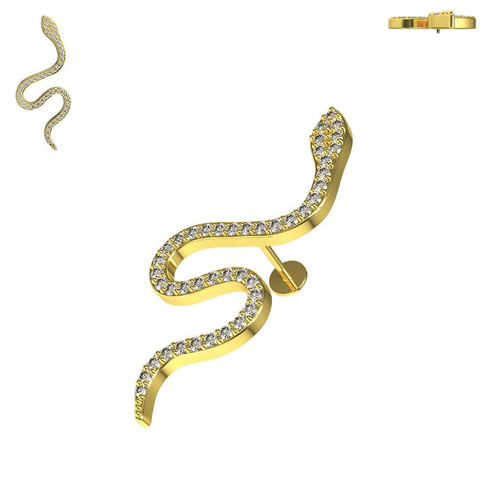 316L Surgical Steel Swirling Snake Flat-Back Stud - Monster Piercing