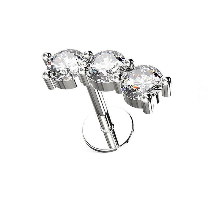 316L Surgical Steel Triple CZ Stone Curved Ear Stud