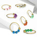 14ct Yellow Gold Opal Stones Hoop Nose Ring - Monster Piercing