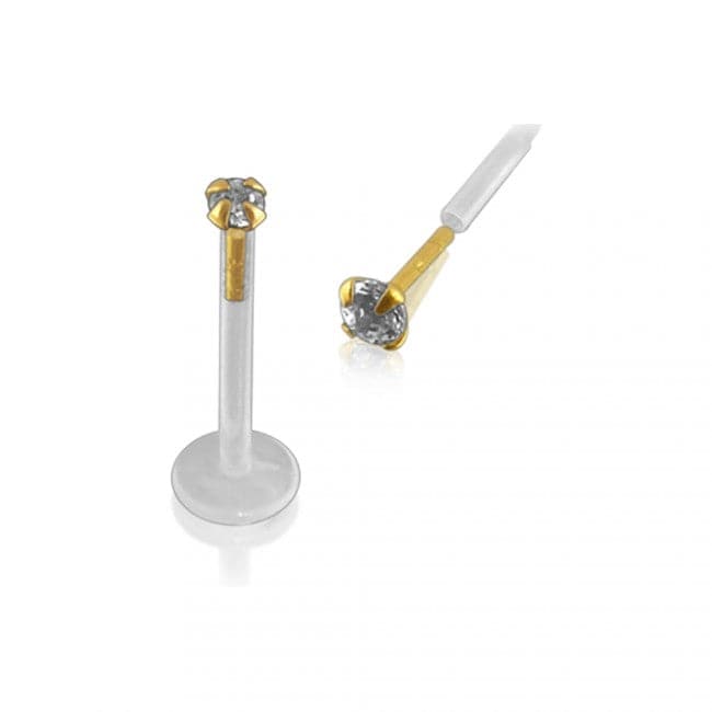 14ct Gold Head with Round Stone BioFlex Stud - Monster Piercing