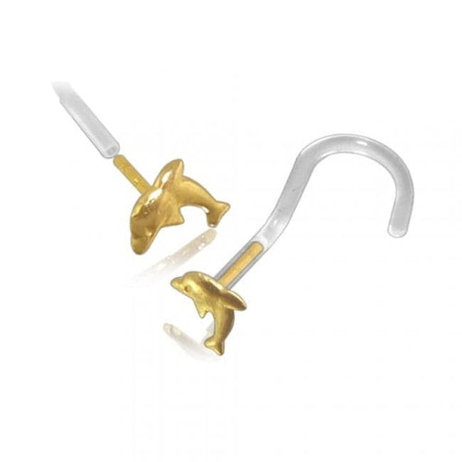 14ct Gold Dolphin Head Bio Flex Nose Screw - Monster Piercing