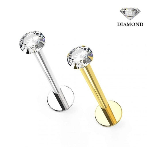 14ct Gold with Lab Grown Diamond Jewelled Push Fit Top - Monster Piercing