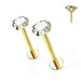 14ct Gold Round Cubic Zirconia Top Internally Threaded Stud - Monster Piercing