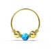 14ct Yellow Gold Opal Stones with Leaf Hoop Nose Ring - Monster Piercing