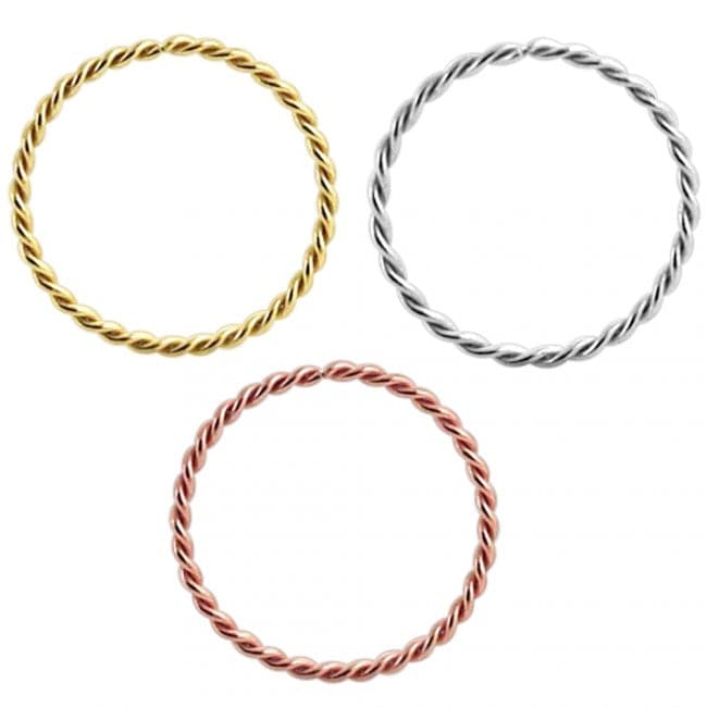 14ct Gold Seamless Continuous Twister Nose Hoop Ring - Monster Piercing