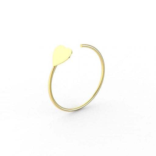 9ct Solid Gold Heart Top Open Hoop Nose Ring - Monster Piercing