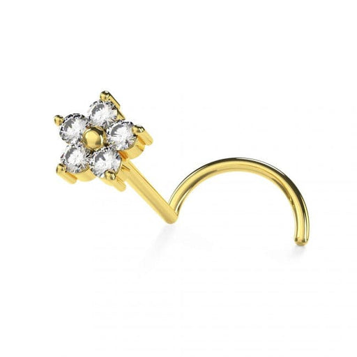 9ct Gold Flower Nose Screw - Monster Piercing