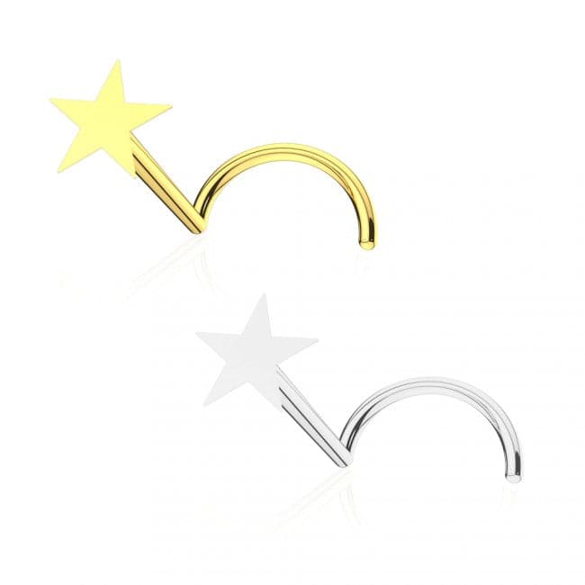 14ct Gold Plain Star Nose Screw - Monster Piercing