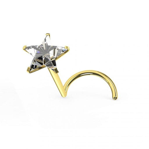 14ct Solid Gold Star Jewelled Nose Screw - Monster Piercing