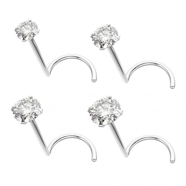 14ct Gold Cubic Zirconia Set Nose Screw - Monster Piercing