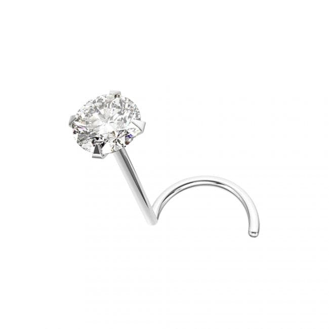 14ct Gold Cubic Zirconia Set Nose Screw - Monster Piercing