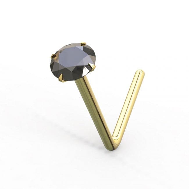 9ct Gold L-Shaped Crystal Nose Stud - Monster Piercing